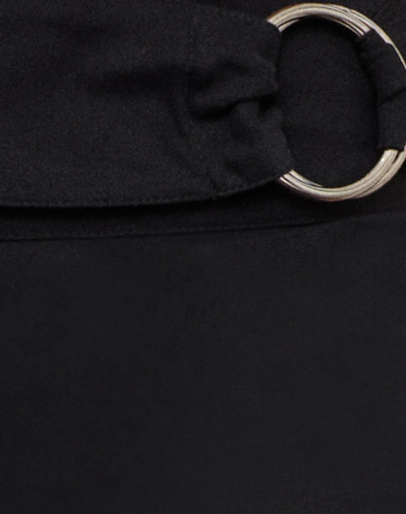 Falitasa-Hose aus schwarzem Twill mit Schnalle