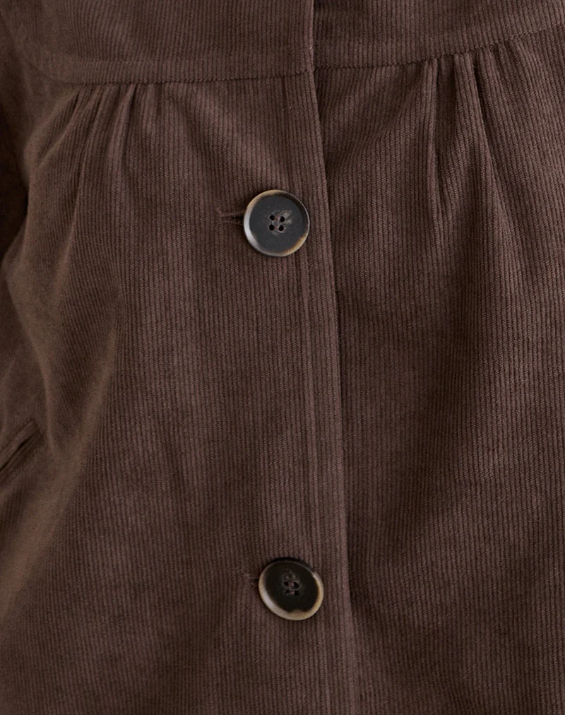 Toba-Jacke mit Kragen aus Cord, dunkelbraun