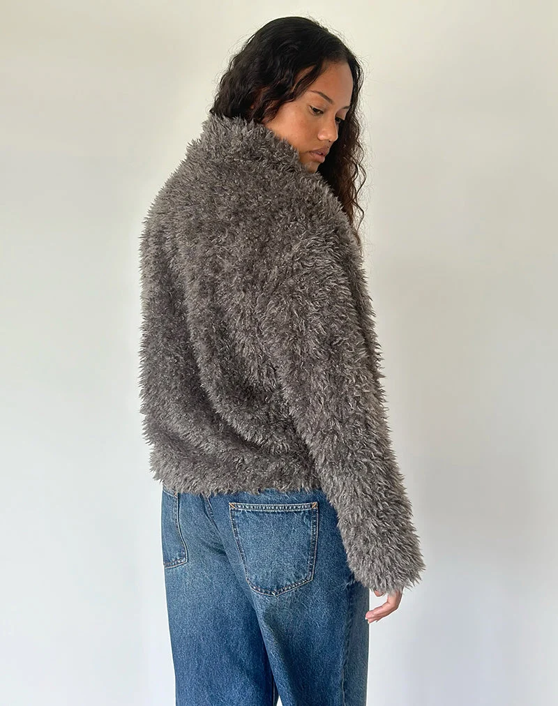 Joji-Jacke aus Kunstfell in Grau