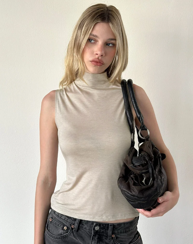 Danha Mock-Tank-Top aus transparentem Jersey in Creme