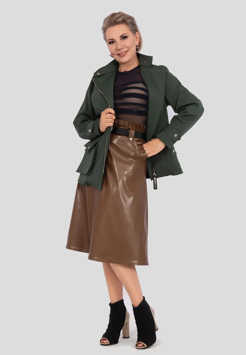 Übergangsjacke mit Reissverschluss - Khaki