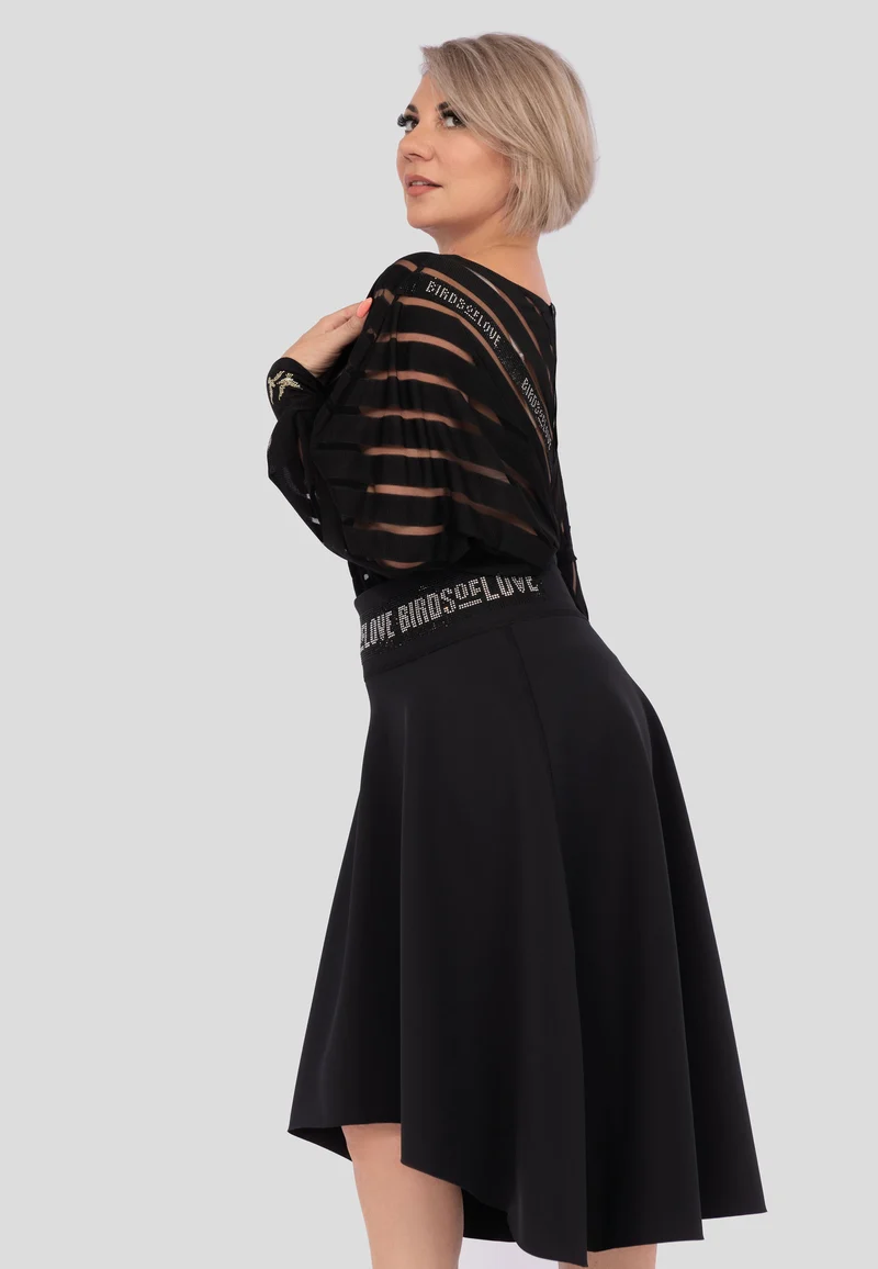 Gestreifter BODYSUIT - Langarmshirt mit Fledermausärmeln Damen schwarz