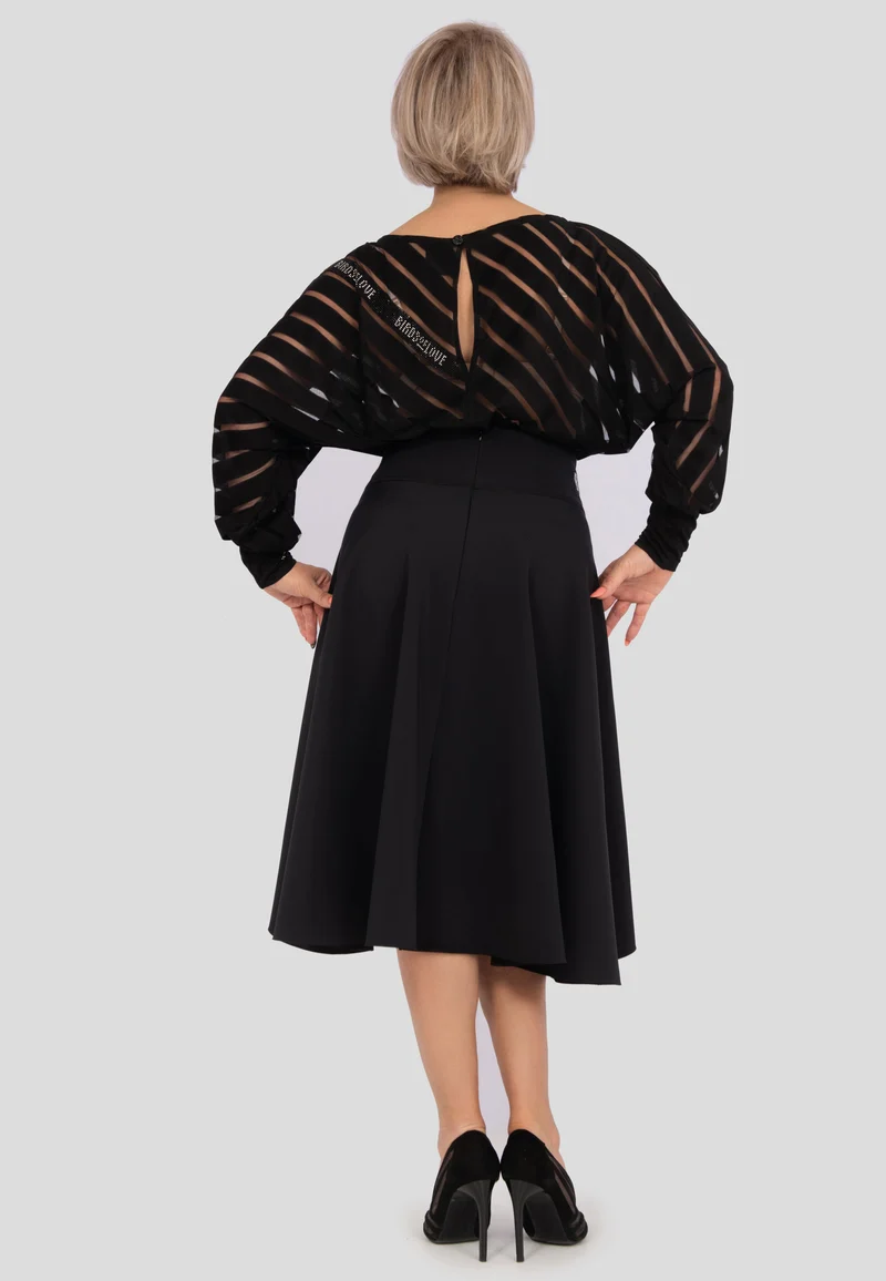 Gestreifter BODYSUIT - Langarmshirt mit Fledermausärmeln Damen schwarz