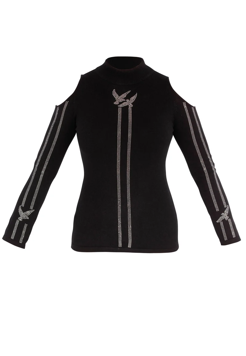 Damen ROLLKRAGEN Langarm Top Pullover Off-the-Shoulder