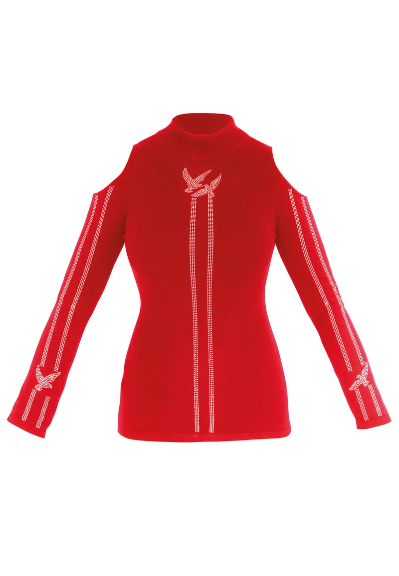 Damen ROLLKRAGEN Langarm Top Pullover Off-the-Shoulder