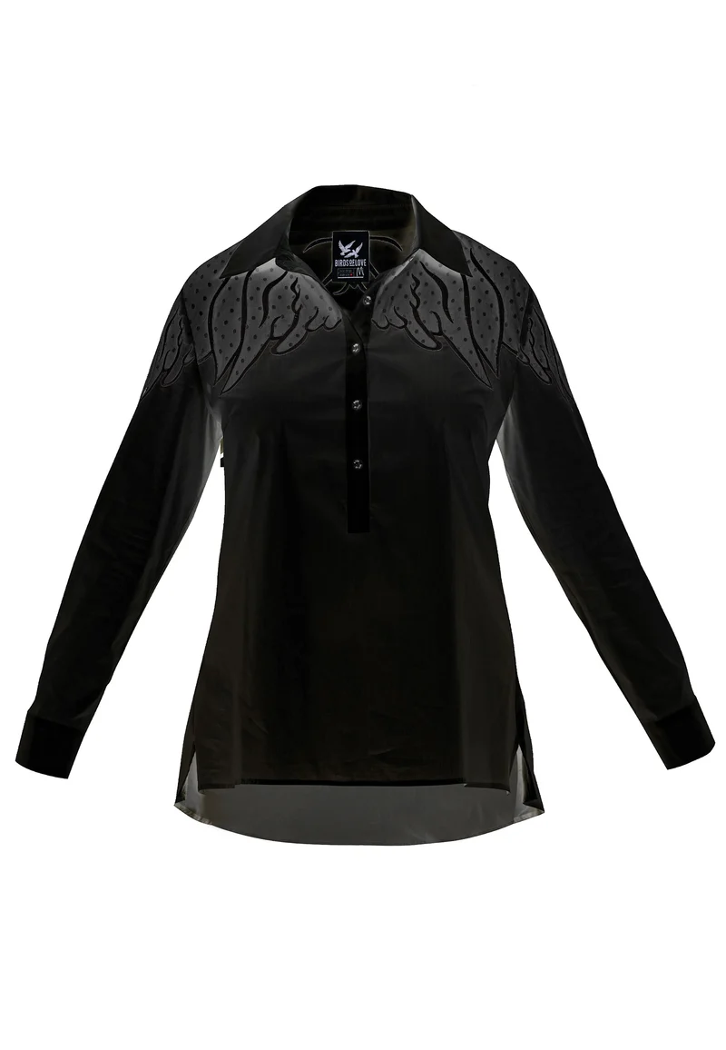 Elegante Hemdbluse 'On the wings' mit Stehkragen | Klassische Damenbluse