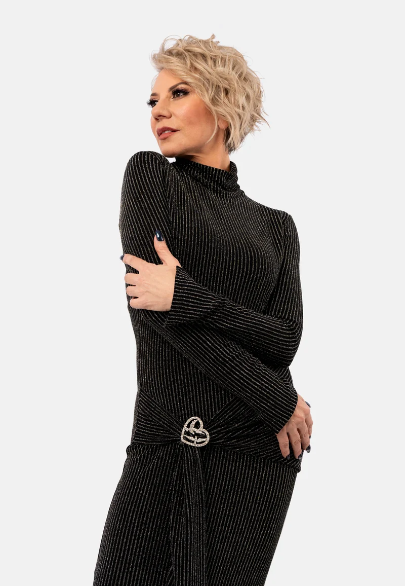 Rollkragen-Strickkleid für Damen - Elegantes Maxikleid