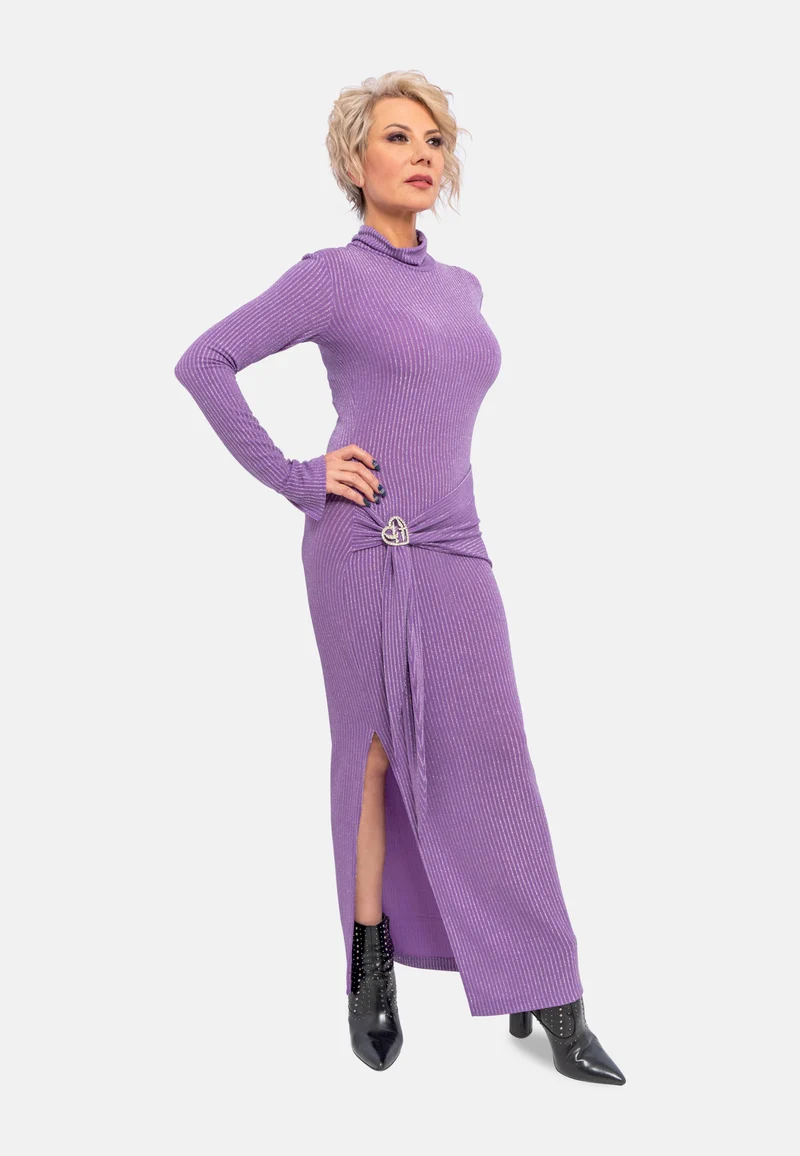 Rollkragen-Strickkleid für Damen - Elegantes Maxikleid