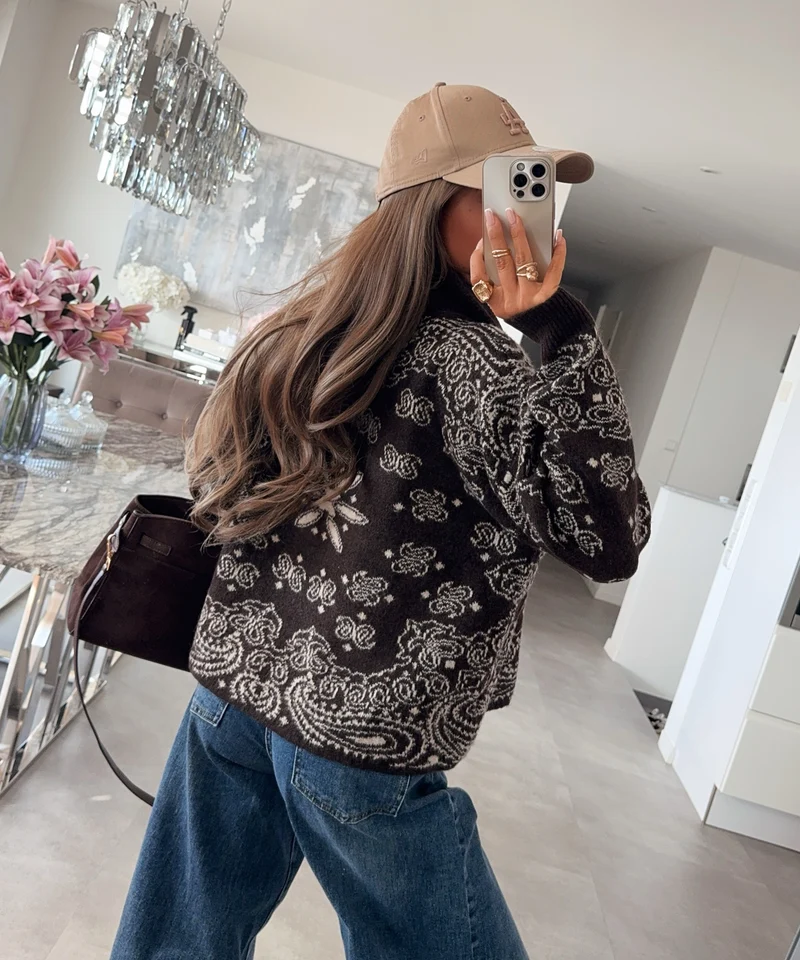 Strick Cardigan Meya Paisley braun