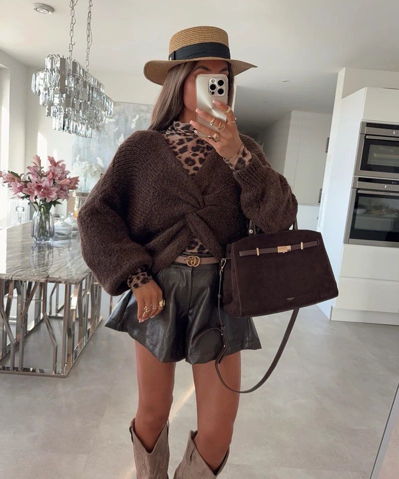 Leder Shorts Hiva Braun