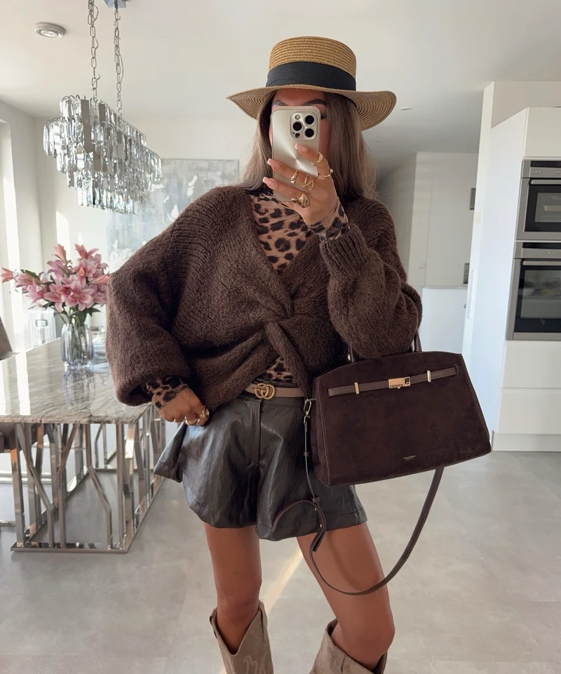 Leder Shorts Hiva Braun