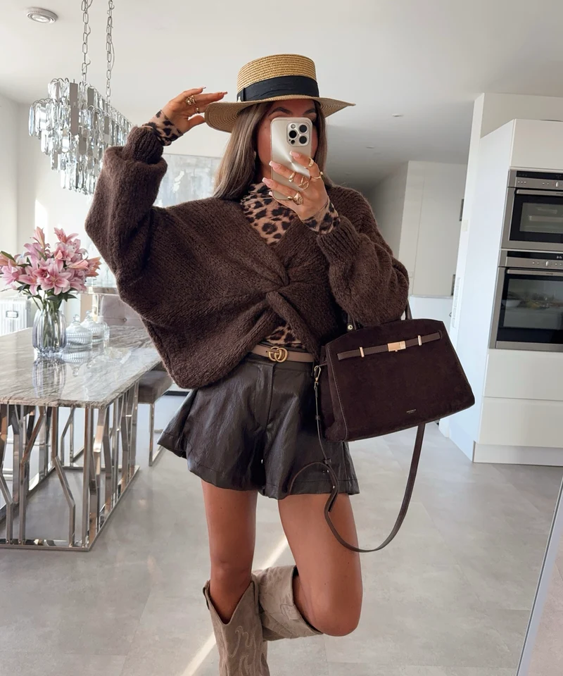 Leder Shorts Hiva Braun