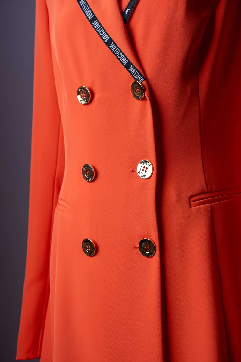 Oranges Blazerkleid | Doppelreiher-Kleid | A-Linie | Business & Cocktail