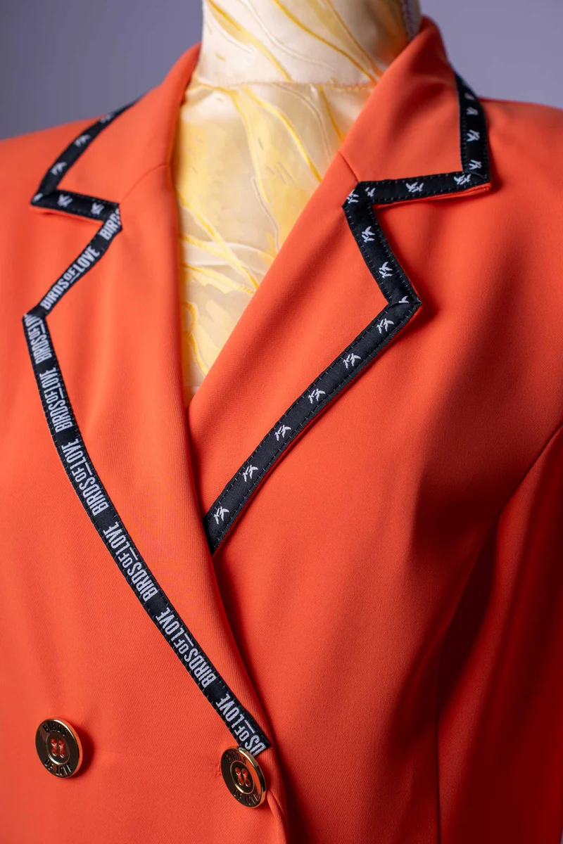 Oranges Blazerkleid | Doppelreiher-Kleid | A-Linie | Business & Cocktail
