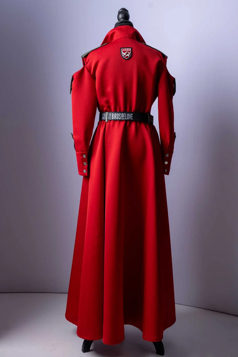 Roter Mantelkleid | Langes Kleid mit Schulter-Cut-Outs | Einzigartiges Design
