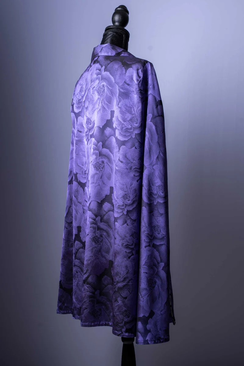 Eleganter Damen-Blazer | Violetter Cape-Stil | Jacquard mit Blumenmuster