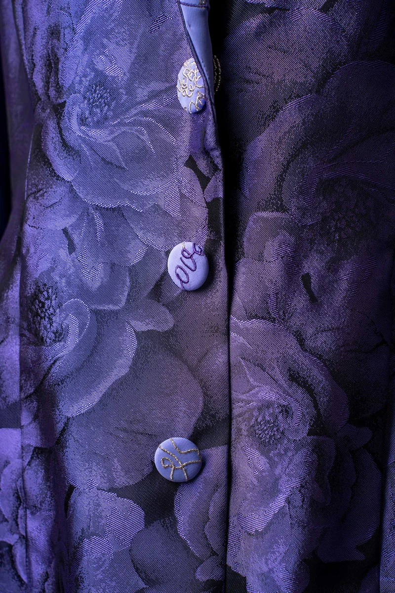 Eleganter Damen-Blazer | Violetter Cape-Stil | Jacquard mit Blumenmuster