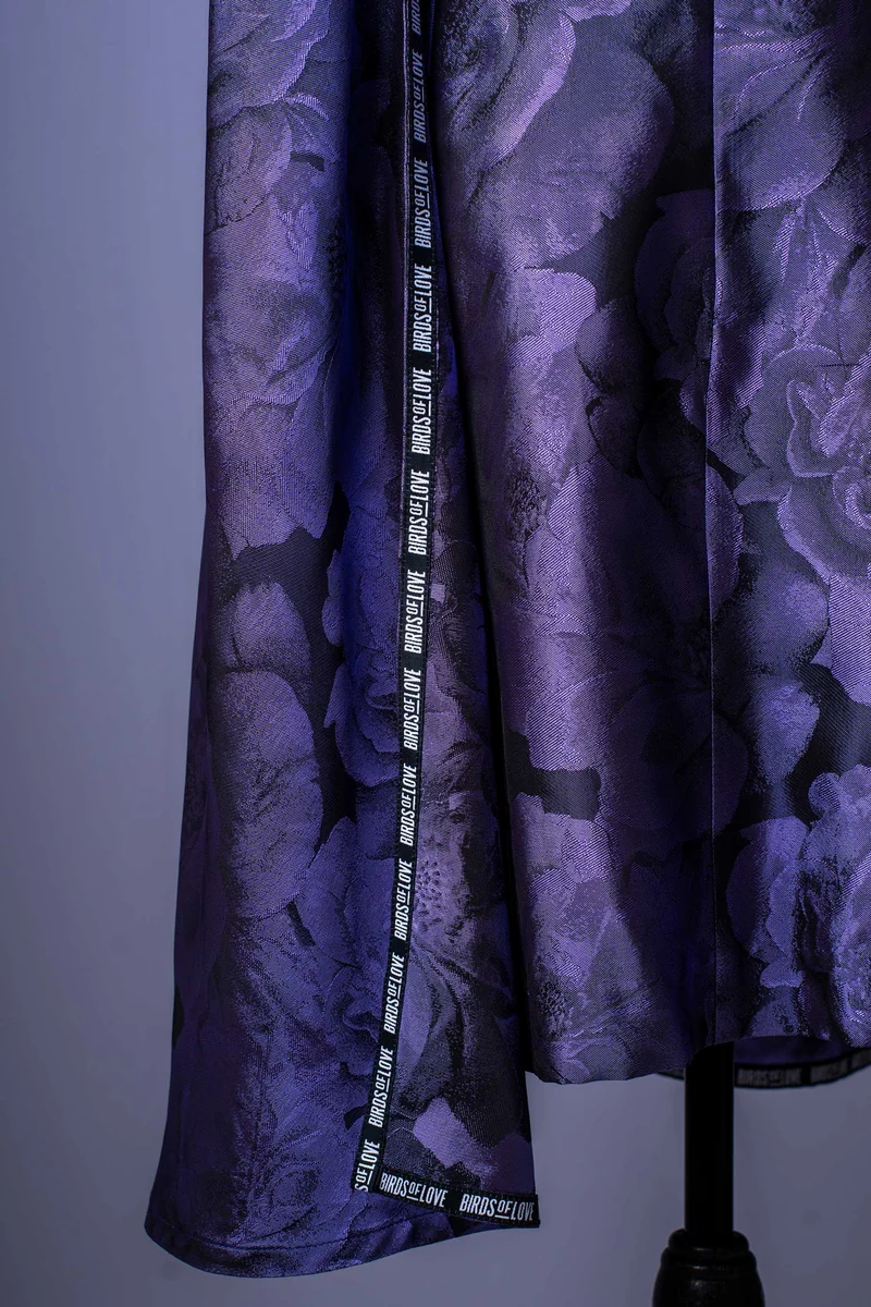 Eleganter Damen-Blazer | Violetter Cape-Stil | Jacquard mit Blumenmuster