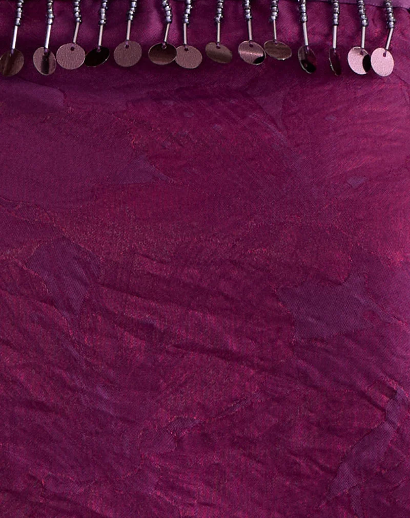 Vars-Oberteil aus glitzerndem Chiffon in Tiefpurpur