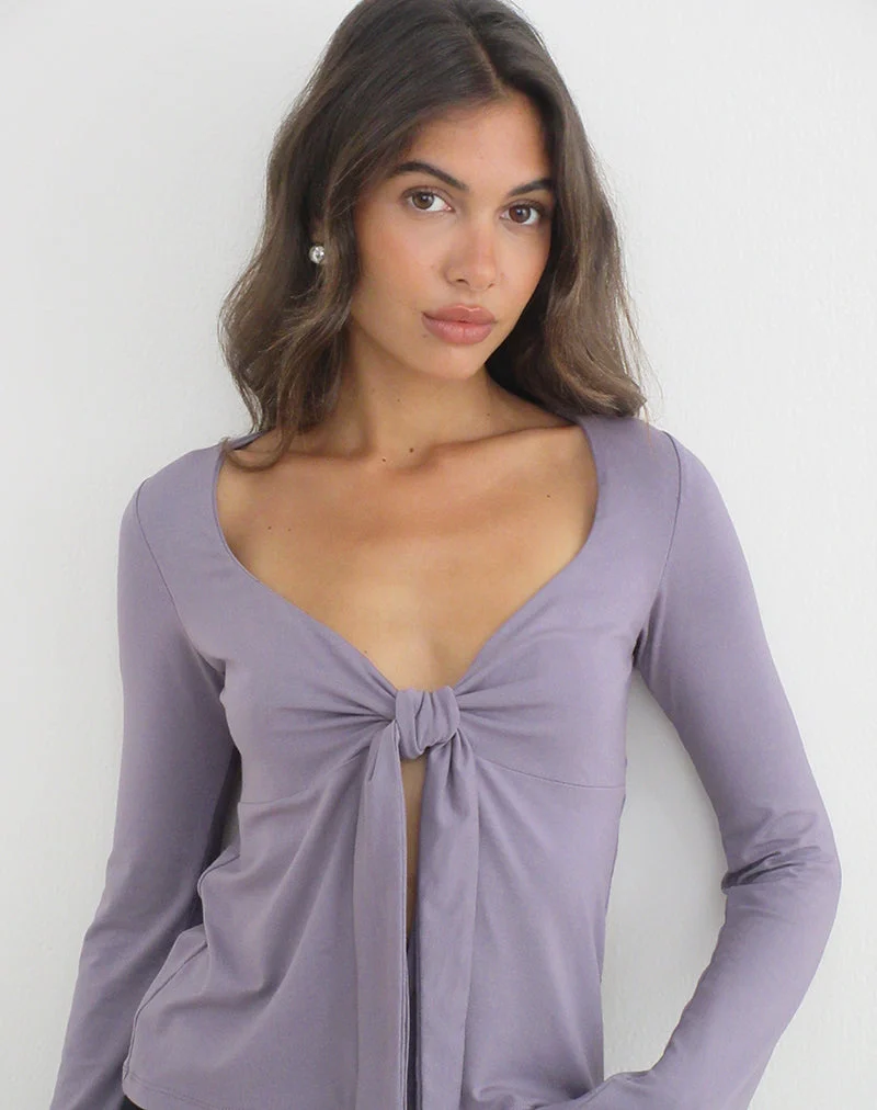 Carina Langarm-Oberteil aus Jersey in Grau-Lavendel