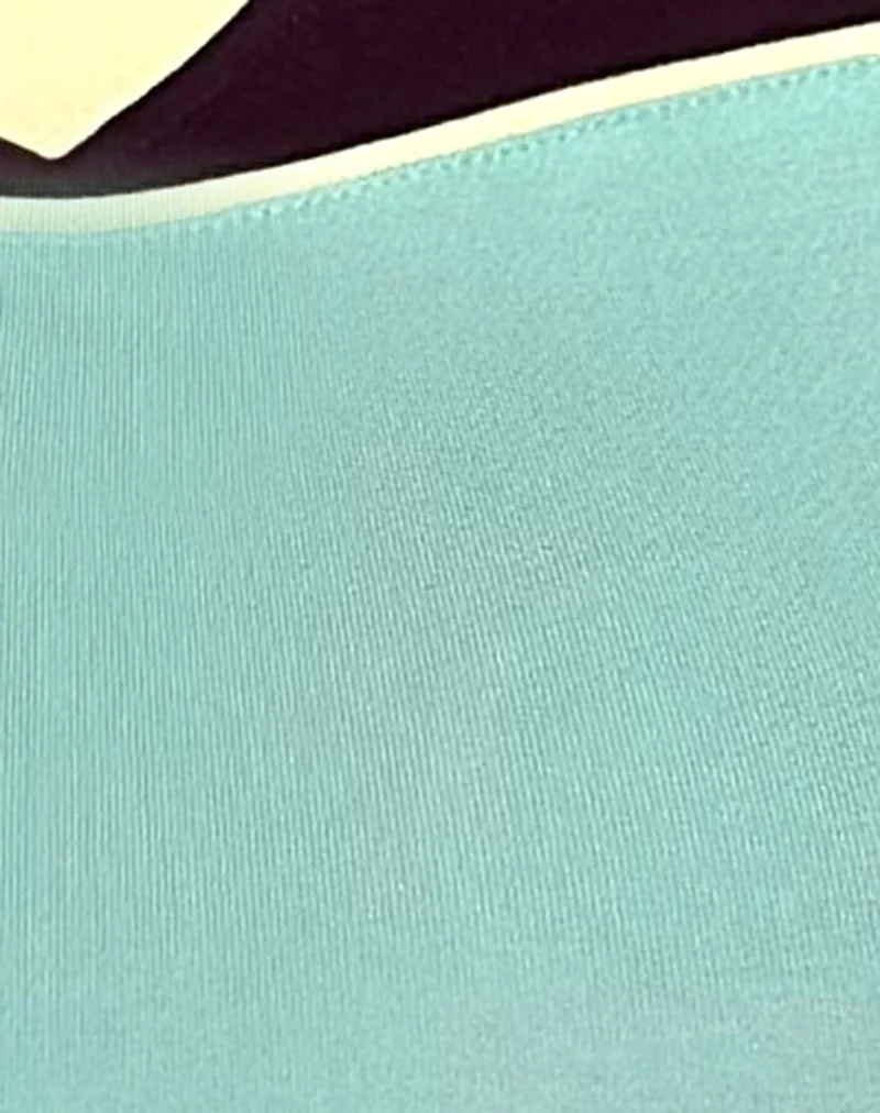 Alba-Top in Aqua und Feige mit zitronengelbem Besatz