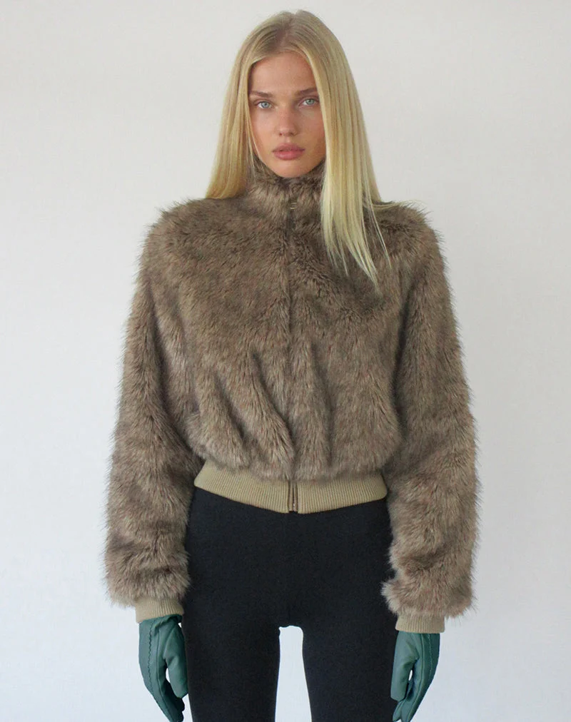 Lovaro-Jacke aus Kunstfell, braun