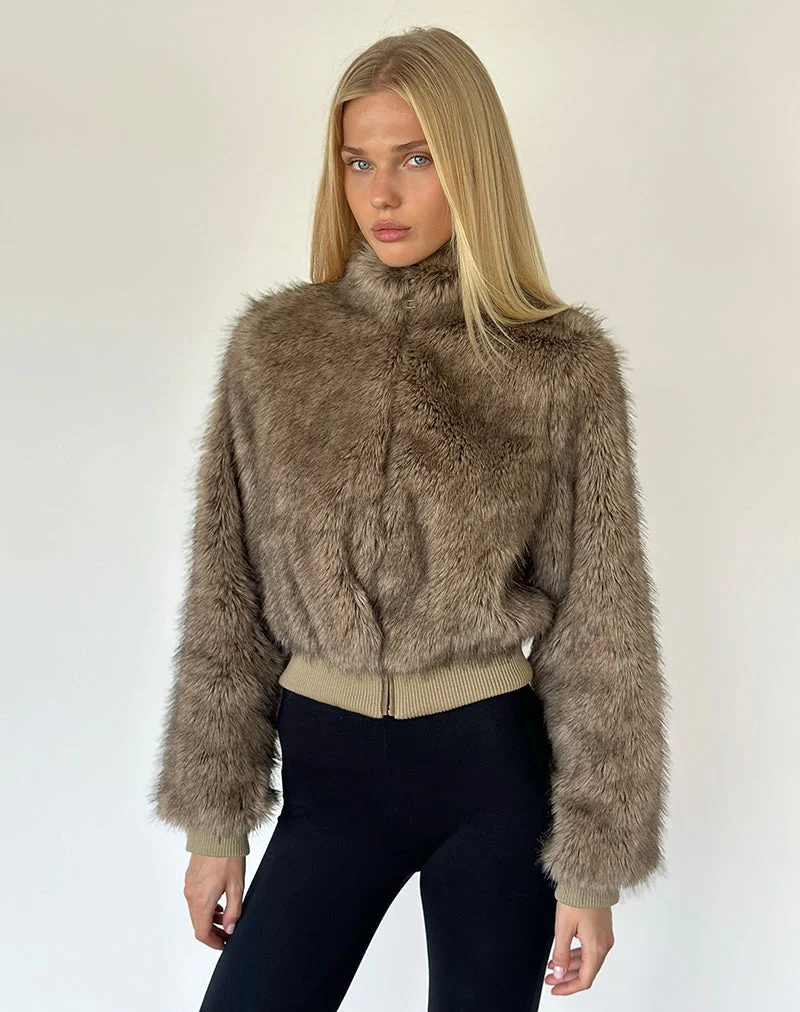 Lovaro-Jacke aus Kunstfell, braun