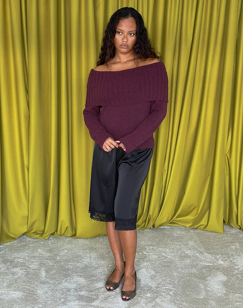 Filahia Bardot Pullover in Burgunderrot
