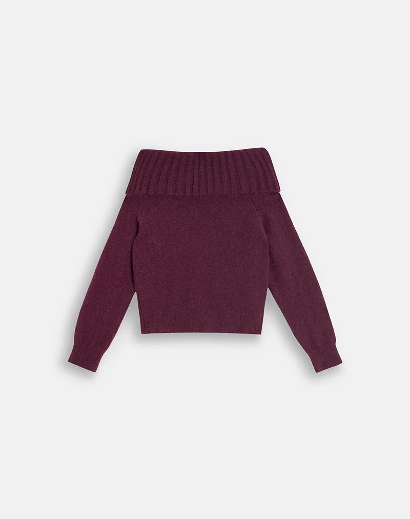 Filahia Bardot Pullover in Burgunderrot