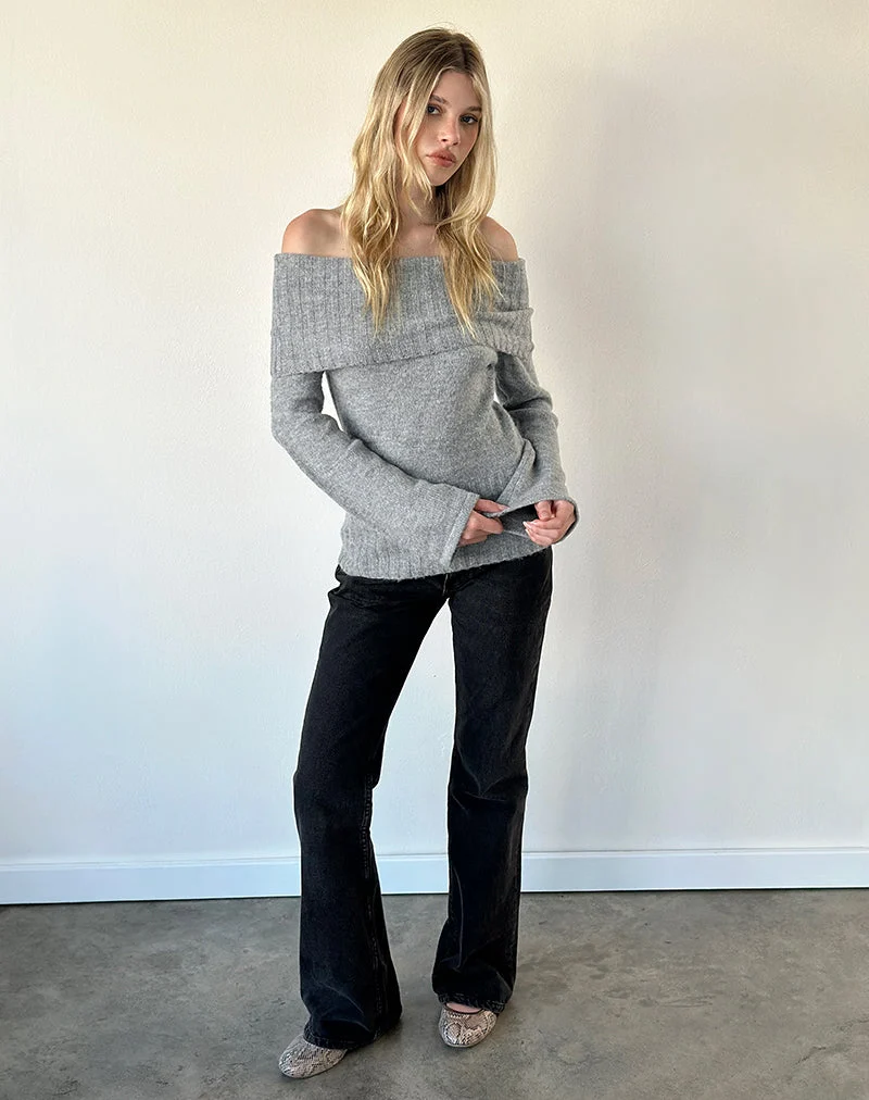Azrina-Pullover aus Strick, grau