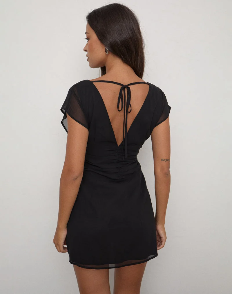 Ridisha Minikleid aus schwarzem Chiffon