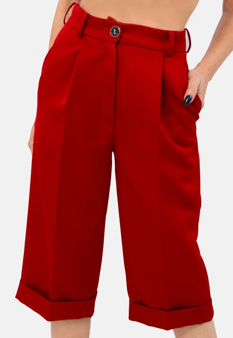 Elegante High-Waist Long Shorts | Stilvolle Shorts in Burgund