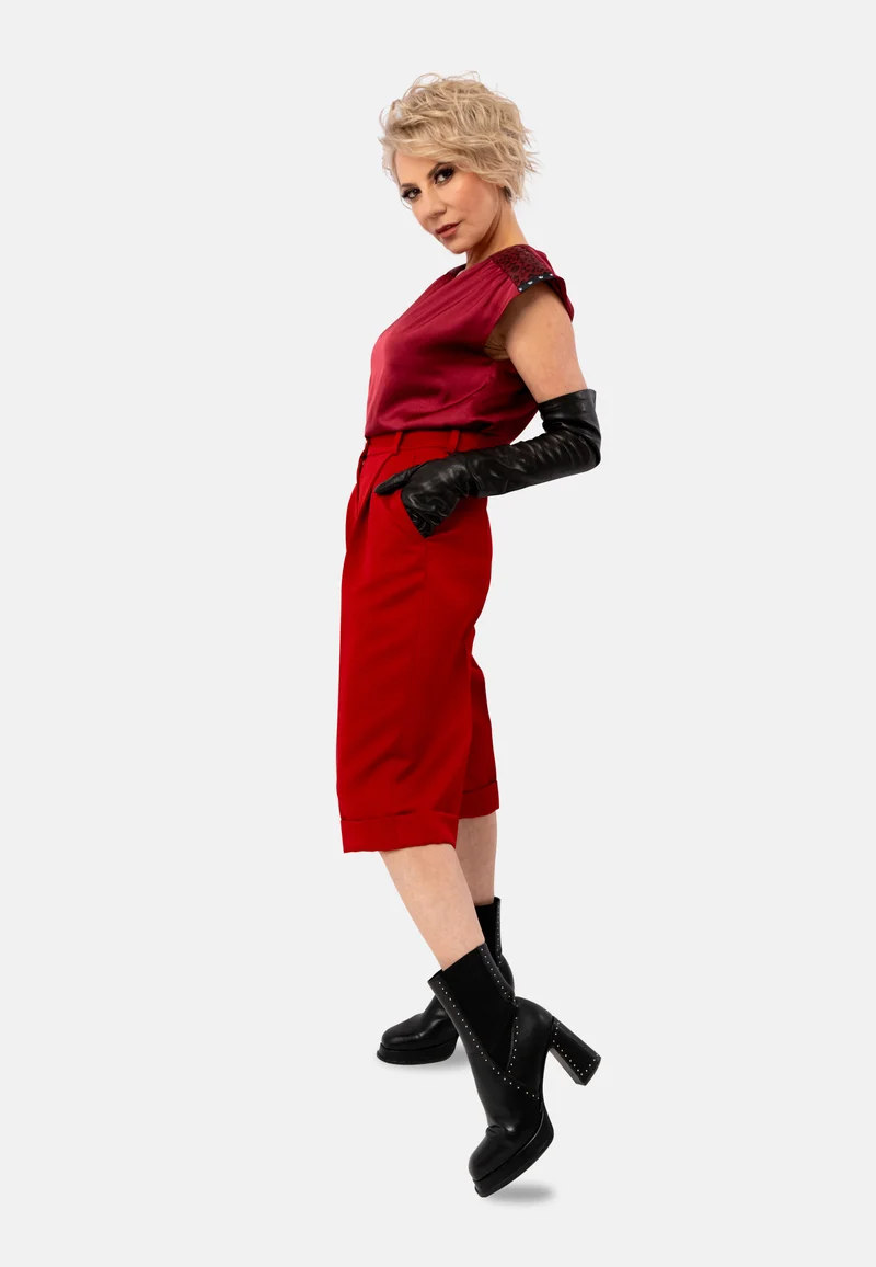 Elegante High-Waist Long Shorts | Stilvolle Shorts in Burgund