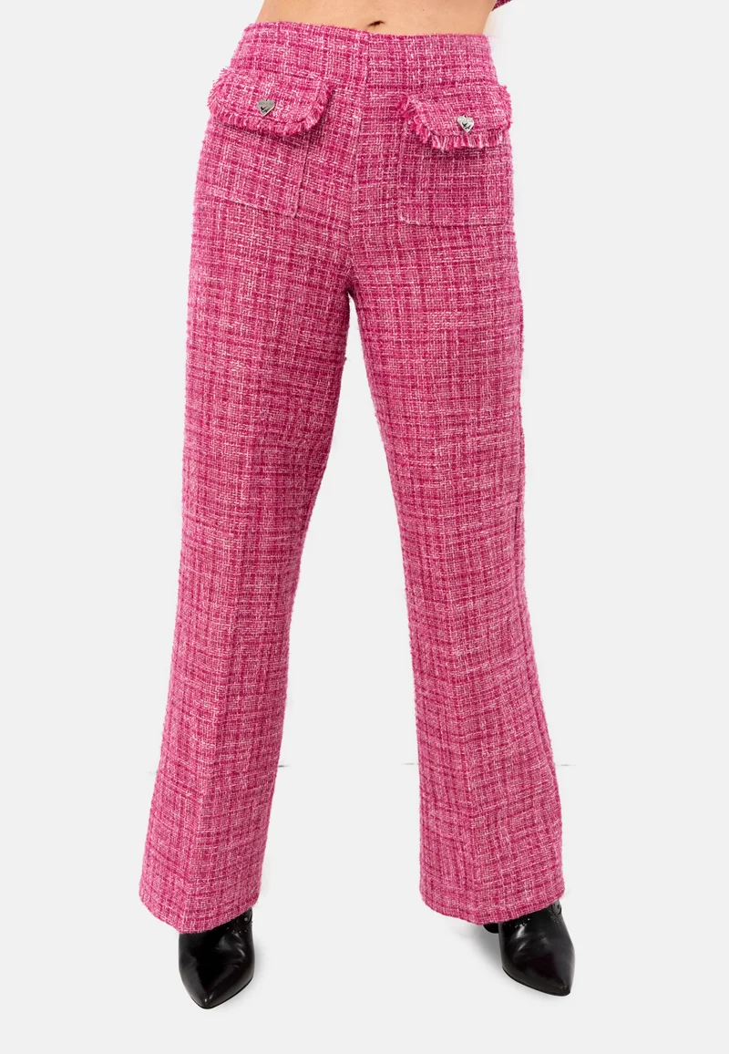 Elegante Tweed-Hose für Damen - Fuchsia