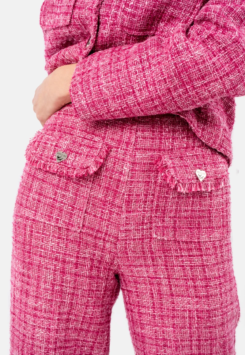 Elegante Tweed-Hose für Damen - Fuchsia