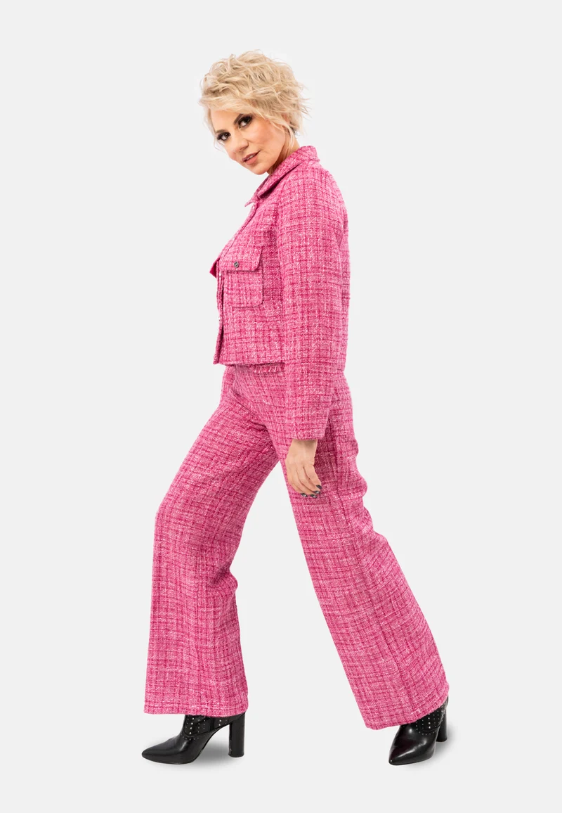Elegante Tweed-Hose für Damen - Fuchsia