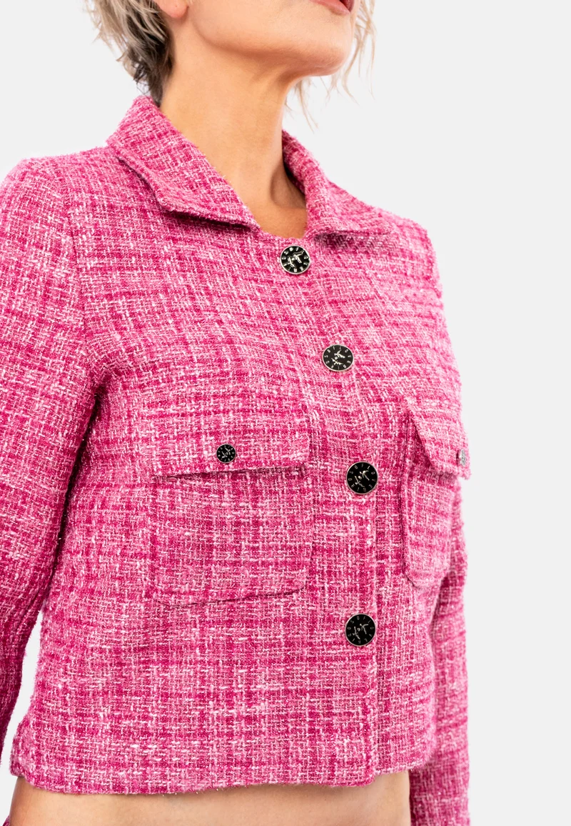 Eleganter Damen-Blazer aus Tweed - Jacke in Fuchsia
