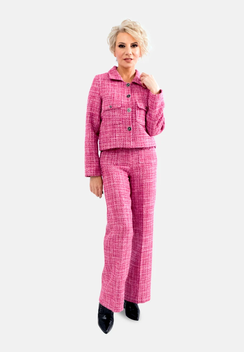 Eleganter Damen-Blazer aus Tweed - Jacke in Fuchsia