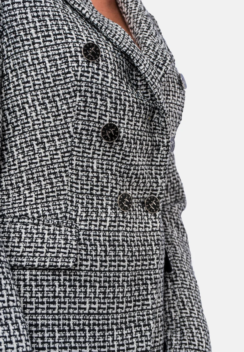 Doppelreiher-Blazer aus Tweed mit Wollanteil - Grau-meliert