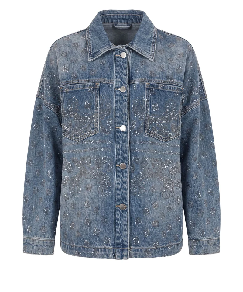 Giacca in denim con applicazione di strass