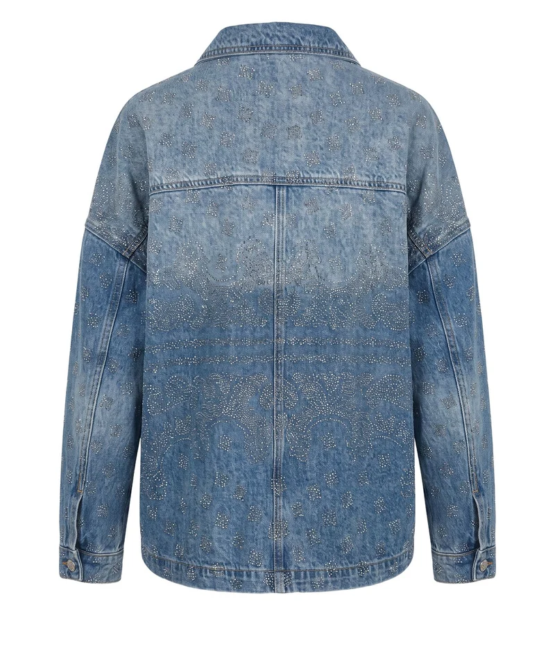 Giacca in denim con applicazione di strass