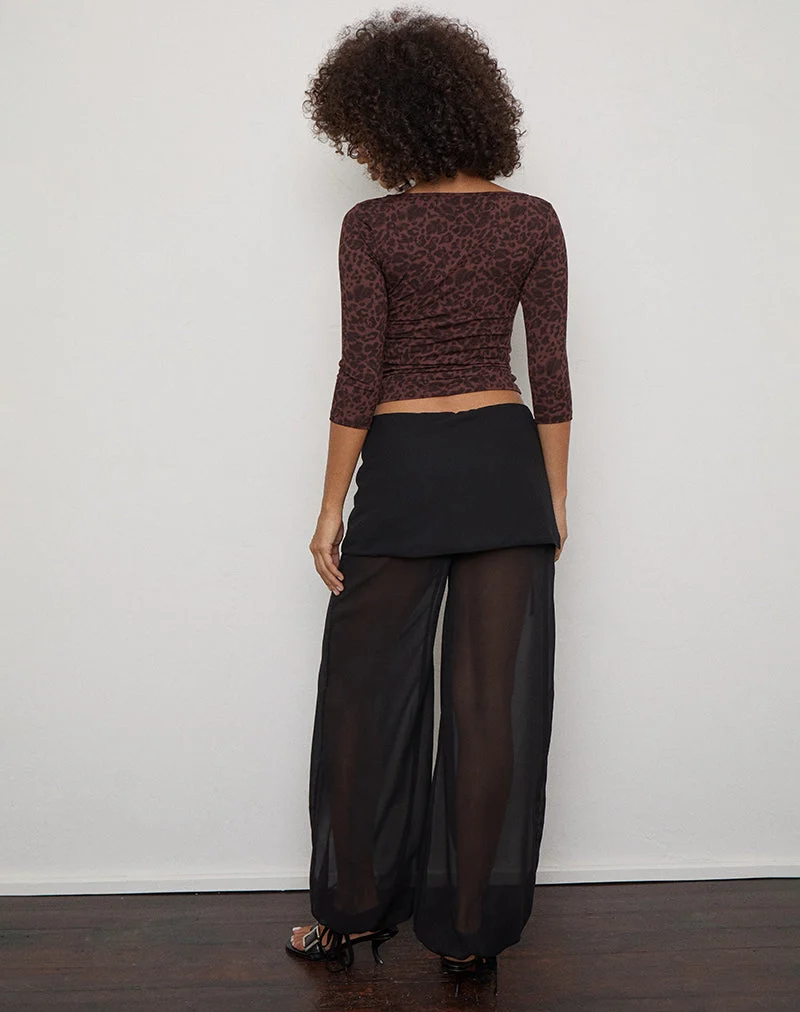 Suteman-Hose mit Rocküberzug aus schwarzem Chiffon