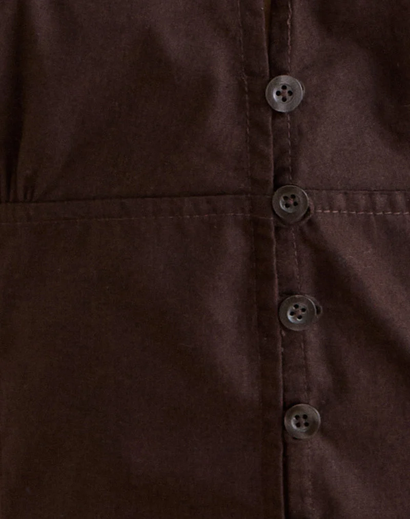 Nurma-Bluse aus Popeline in der Farbe „Bitter Chocolate“