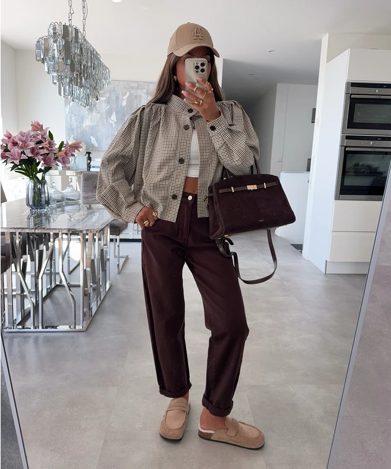 Karierte Blouson Jacke Aava