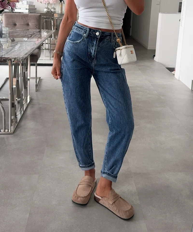 Stretch Mom Jeans Rumi Dunkelblau