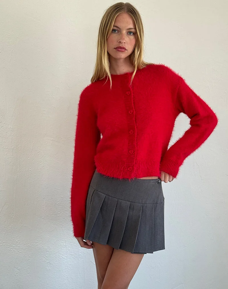 Audrina Strickjacke in flauschigem Rot