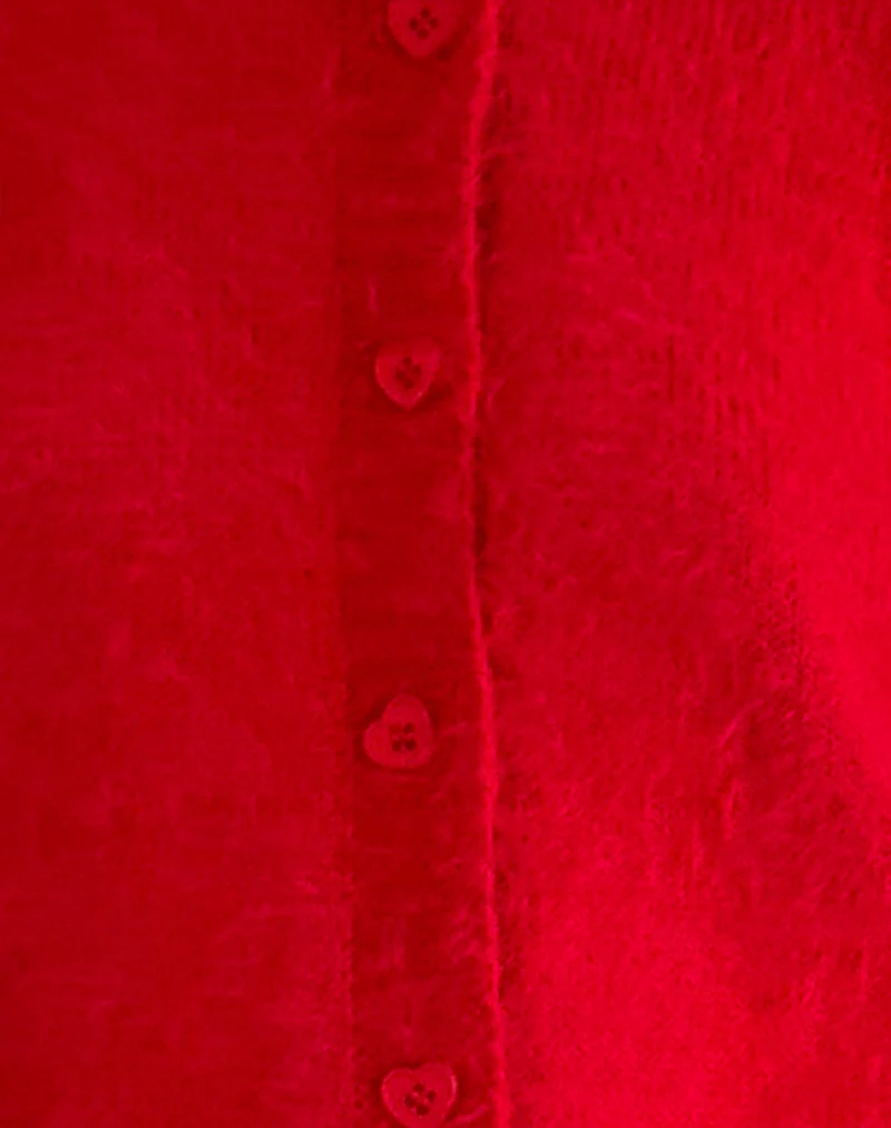 Audrina Strickjacke in flauschigem Rot
