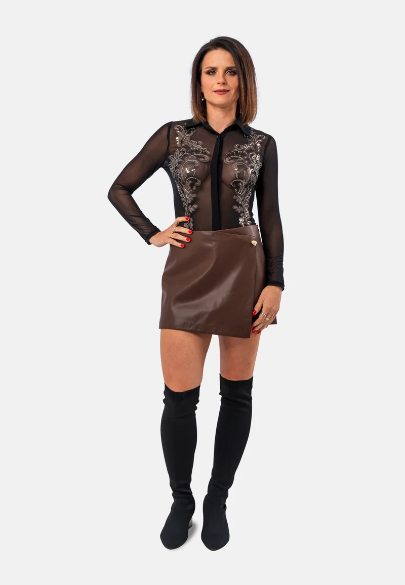 Vegan Leder Skort | Elegante Shorts mit Rock-Design in Schwarz