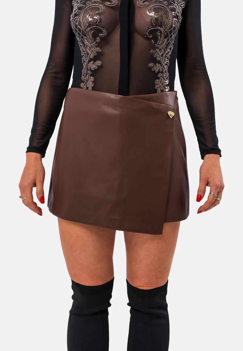 Vegan Leder Skort | Elegante Shorts mit Rock-Design in Schwarz