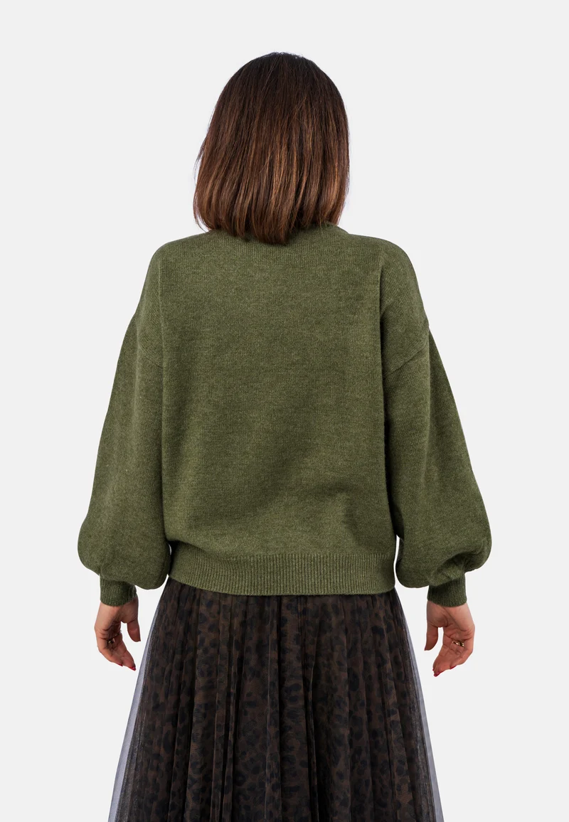 Rundhals-Pullover in Burgund mit Strass-Applikation